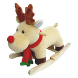 Kids Rocking Horse Rocker with Safety Belt & Music, Ride-On Toy with Jingle Bells & Hand Puppets For Toddlers 1-3 Years