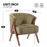 Modern Boucle Accent Chair, Mid-Century Armchair with Walnut Finish Rubberwood A-Frame Legs