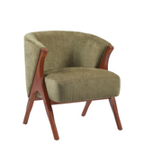 Modern Boucle Accent Chair, Mid-Century Armchair with Walnut Finish Rubberwood A-Frame Legs