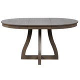 Round Extendable Dining Table for 2-6, Solid Wood Dinner Table Farmhouse Kitchen Table Desk with Curved Legs, Espresso