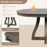 Round Extendable Dining Table for 2-6, Solid Wood Dinner Table Farmhouse Kitchen Table Desk with Curved Legs, Espresso