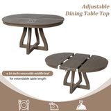 Round Extendable Dining Table for 2-6, Solid Wood Dinner Table Farmhouse Kitchen Table Desk with Curved Legs, Espresso