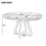 Round Extendable Dining Table for 2-6, Solid Wood Dinner Table Farmhouse Kitchen Table Desk with Curved Legs, Espresso