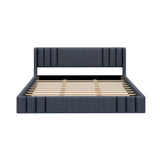 King Upholstered Platform Bed Frame Soft Padded Bed with Wingback Headboard, Low-profile Bed, Gray