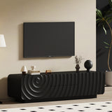 58" Modern TV Stand Media Console with Spiral Wave Doors, Entertainment Center with Storage Cabinets & Drawers