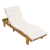 3-Position Adjustable Outdoor Chaise Lounge Chair with Water-Resist Cushion & Weather-Resist Frame, Patio Recliner Sunlounger, Teak&Beige