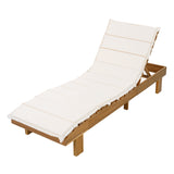 3-Position Adjustable Outdoor Chaise Lounge Chair with Water-Resist Cushion & Weather-Resist Frame, Patio Recliner Sunlounger, Teak&Beige