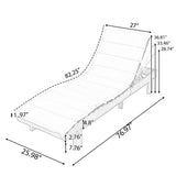 3-Position Adjustable Outdoor Chaise Lounge Chair with Water-Resist Cushion & Weather-Resist Frame, Patio Recliner Sunlounger, Teak&Beige