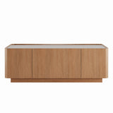 46.8" Mid-Century Modern Coffee Table with Hidden Storage Drawers, Wood Center Table with Tempered Glass Top & Floating Base