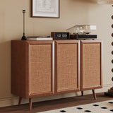 Farmhouse Storage Cabinet, Mid-Century Buffet Sideboard, Entryway Accent Cabinet, TV Stand & Media Console with Adjustable Shelves, Walnut
