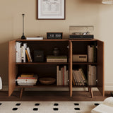 Farmhouse Storage Cabinet, Mid-Century Buffet Sideboard, Entryway Accent Cabinet, TV Stand & Media Console with Adjustable Shelves, Walnut