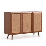Farmhouse Storage Cabinet, Mid-Century Buffet Sideboard, Entryway Accent Cabinet, TV Stand & Media Console with Adjustable Shelves, Walnut