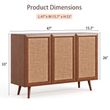 Farmhouse Storage Cabinet, Mid-Century Buffet Sideboard, Entryway Accent Cabinet, TV Stand & Media Console with Adjustable Shelves, Walnut