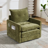 360° Swivel Barrel Accent Chair, Mid-Century Modern Sofa Chair Chenille Armchair with Side Pockets & Metal Base