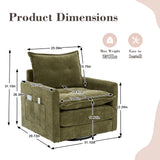 360° Swivel Barrel Accent Chair, Mid-Century Modern Sofa Chair Chenille Armchair with Side Pockets & Metal Base