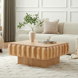 Square Lift-Top Coffee Table with Hidden Storage, Mid-Century Modern Center Table Accent Table with Ash Veneer Top