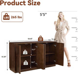 Sideboard Buffet Storage Cabinet with Adjustable Shelves, 4-Door Accent Cabinet TV Stand with Carved Doors