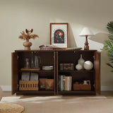 Sideboard Buffet Storage Cabinet with Adjustable Shelves, 4-Door Accent Cabinet TV Stand with Carved Doors