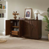 Sideboard Buffet Storage Cabinet with Adjustable Shelves, 4-Door Accent Cabinet TV Stand with Carved Doors