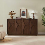 Sideboard Buffet Storage Cabinet with Adjustable Shelves, 4-Door Accent Cabinet TV Stand with Carved Doors