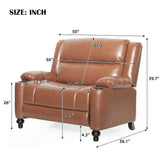 50" Faux Leather Manual Recliner Chair Accent Chair, Single Sofa with Cup Holders & Adjustable Backrest for Living Room, Bedroom