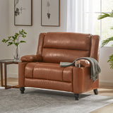 50" Faux Leather Manual Recliner Chair Accent Chair, Single Sofa with Cup Holders & Adjustable Backrest for Living Room, Bedroom