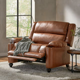 50" Faux Leather Manual Recliner Chair Accent Chair, Single Sofa with Cup Holders & Adjustable Backrest for Living Room, Bedroom