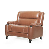 50" Faux Leather Manual Recliner Chair Accent Chair, Single Sofa with Cup Holders & Adjustable Backrest for Living Room, Bedroom