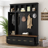 Entryway Hall Tree with Coat Hooks, Shoe Bench, Open Cubbies & Drawers for Hallway, Bedroom, Living Room