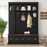 Entryway Hall Tree with Coat Hooks, Shoe Bench, Open Cubbies & Drawers for Hallway, Bedroom, Living Room