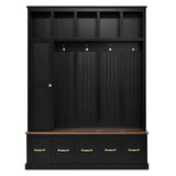 Entryway Hall Tree with Coat Hooks, Shoe Bench, Open Cubbies & Drawers for Hallway, Bedroom, Living Room