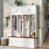 Entryway Hall Tree with Coat Hooks, Shoe Bench, Cabinets & Drawers for Hallway, Bedroom, Living Room