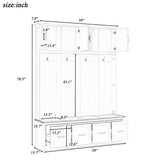 Entryway Hall Tree with Coat Hooks, Shoe Bench, Cabinets & Drawers for Hallway, Bedroom, Living Room