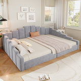 ueen Size Velvet Upholstered Daybed, Platform Bed Frame with Nailhead Trim for Kids/Teens/Adults, No Box Spring Needed