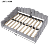 ueen Size Velvet Upholstered Daybed, Platform Bed Frame with Nailhead Trim for Kids/Teens/Adults, No Box Spring Needed