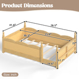 Twin Floor Bed with Guardrails & Side Bookshelf, Kids Wood Floor Bed Frame, Child Low Montessori Bed