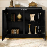 39" Fluted Narrow Accent Cabinet, Sideboard Buffet Cabinet with 2 Outlet Holes for Living Room, Entryway, Kitchen, Bedroom