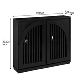 39" Fluted Narrow Accent Cabinet, Sideboard Buffet Cabinet with 2 Outlet Holes for Living Room, Entryway, Kitchen, Bedroom