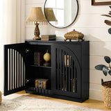 39" Fluted Narrow Accent Cabinet, Sideboard Buffet Cabinet with 2 Outlet Holes for Living Room, Entryway, Kitchen, Bedroom