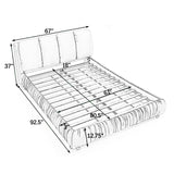 Queen Size Upholstered Platform Bed Frame with Soft Padded Headboard, Modern Minimalist Velvet Bed, Black