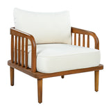 Weather-Resistant Outdoor Armchair with Thick Cushion&Rounded Safe Arms, Patio Accent Chair Club Chair Single Lounge Chair, Natural+Beige