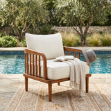 Weather-Resistant Outdoor Armchair with Thick Cushion&Rounded Safe Arms, Patio Accent Chair Club Chair Single Lounge Chair, Natural+Beige