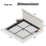King Upholstered Platform Bed Frame with Adjustable Sliding Side Tables, Low Profile Cloud Bed Frame