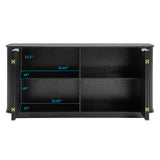 63" Wavy Sideboard Buffet Cabinet, Storage Cabinet with Double Doors, Adjustable Shelves, TV Stand & Console Table