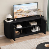 63" Wavy Sideboard Buffet Cabinet, Storage Cabinet with Double Doors, Adjustable Shelves, TV Stand & Console Table