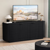 63" Wavy Sideboard Buffet Cabinet, Storage Cabinet with Double Doors, Adjustable Shelves, TV Stand & Console Table