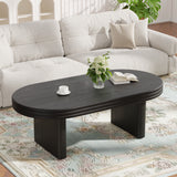 Oval Coffee Table, Mid-Century Modern Wood Coffee Table, Farmhouse Cocktail Center Table for Living Room & Office