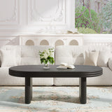 Oval Coffee Table, Mid-Century Modern Wood Coffee Table, Farmhouse Cocktail Center Table for Living Room & Office