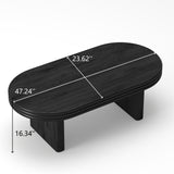 Oval Coffee Table, Mid-Century Modern Wood Coffee Table, Farmhouse Cocktail Center Table for Living Room & Office