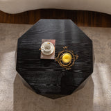 38.18" Retro Coffee Table with 3D Embossed Pattern, Vintage Round Wood Coffee Table, Fir Wood & MDF Center Table